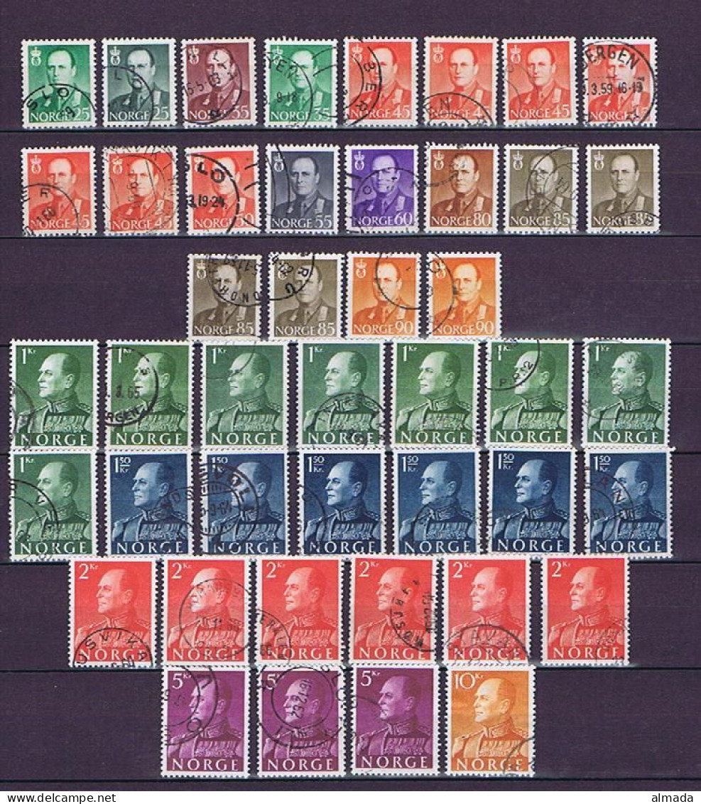 Norwegen, Norway 1958-1969: 44 Used Stamps With Paper Varieties, 44 Gestempelte Marken Mit Papervarianten - Sammlungen