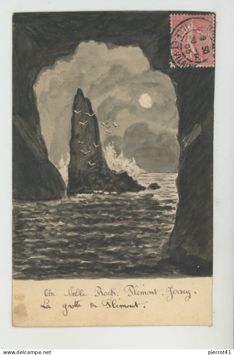 ROYAUME UNI - JERSEY - Jolie Carte Dessinée Et Peinte Représentant La Grotte De Plémont - Plemont