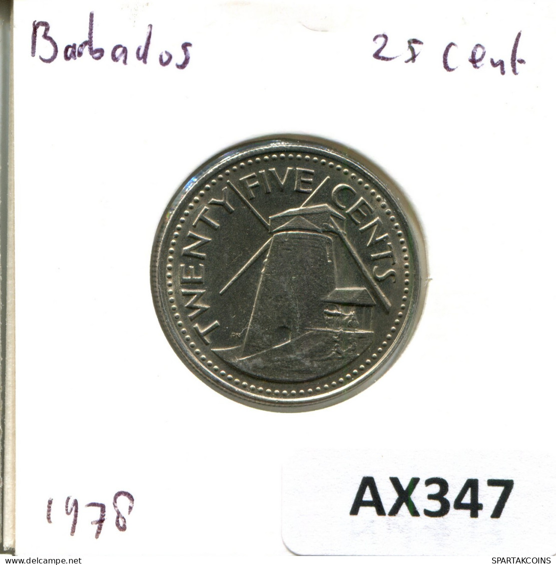 25 CENTS 1978 BARBADE BARBADOS Pièce #AX347.F - Barbados (Barbuda)