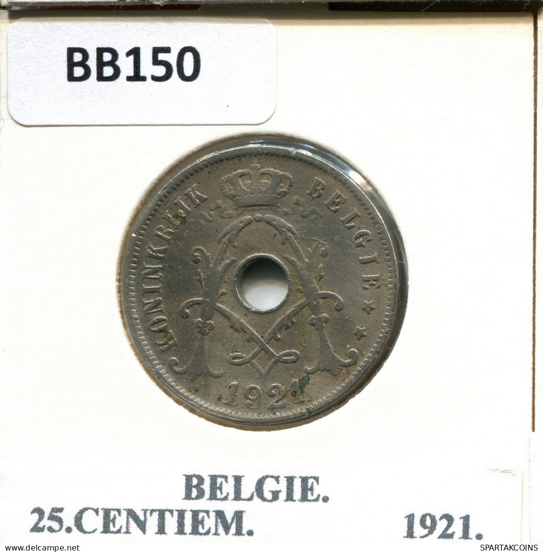 25 CENTIMES 1921 DUTCH Text BELGIQUE BELGIUM Pièce #BB150.F - 25 Cents