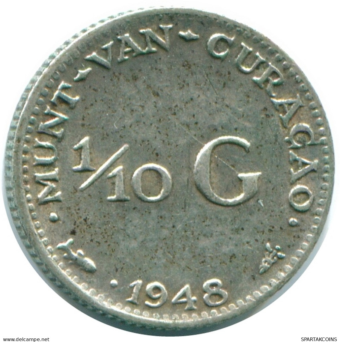 1/10 GULDEN 1948 CURACAO NÉERLANDAIS NETHERLANDS ARGENT Colonial Pièce #NL12032.3.F - Curaçao