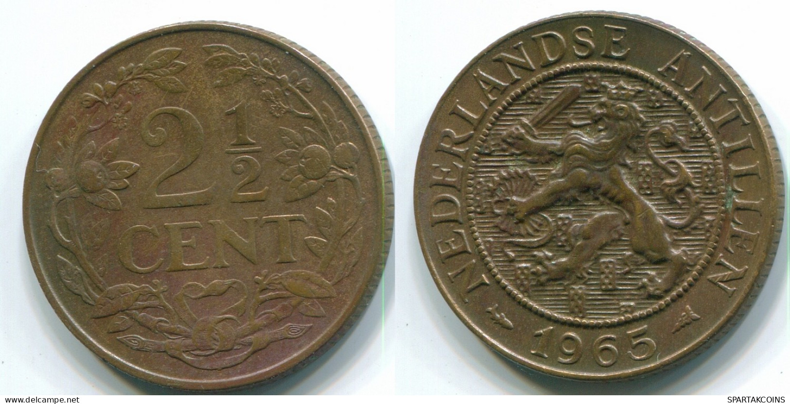 2 1/2 CENT 1965 CURACAO NÉERLANDAIS NETHERLANDS Bronze Colonial Pièce #S10212.F - Curaçao