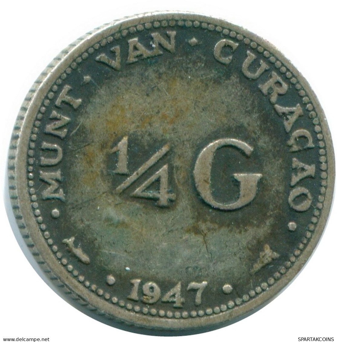 1/4 GULDEN 1947 CURACAO NÉERLANDAIS NETHERLANDS ARGENT Colonial Pièce #NL10836.4.F - Curacao