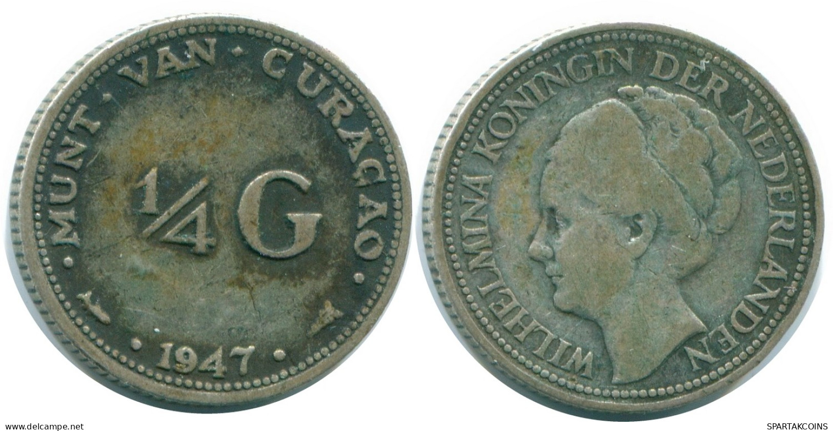 1/4 GULDEN 1947 CURACAO NÉERLANDAIS NETHERLANDS ARGENT Colonial Pièce #NL10836.4.F - Curaçao