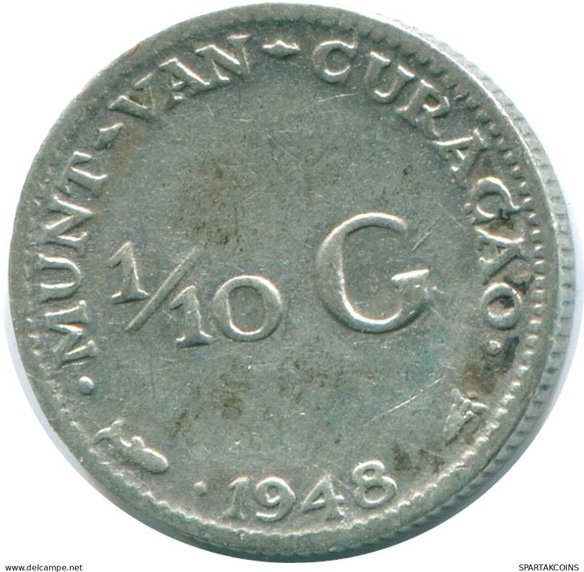 1/10 GULDEN 1948 CURACAO NÉERLANDAIS NETHERLANDS ARGENT Colonial Pièce #NL11887.3.F - Curaçao