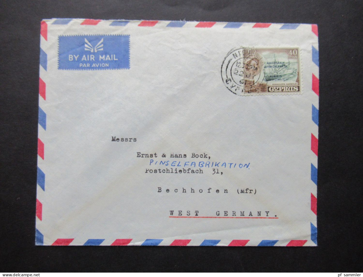 GB Kolonie Zypern / Cyprus Marke Mit Aufdruck Kibris Cumhuriyeti / Stempel Nikosia Nach Bechhofen Gesendet - Zypern (...-1960)