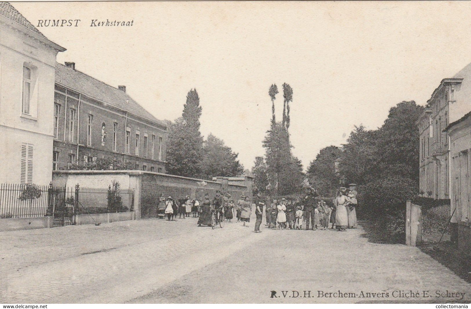 3 Stuks (2 Lithos Gekleurd) Rumpst  Kerkstraat & Veerstraat  Enorme, Mast = Zeilschip 1914 Uitg De Vos Binnenscheepvaart - Rumst