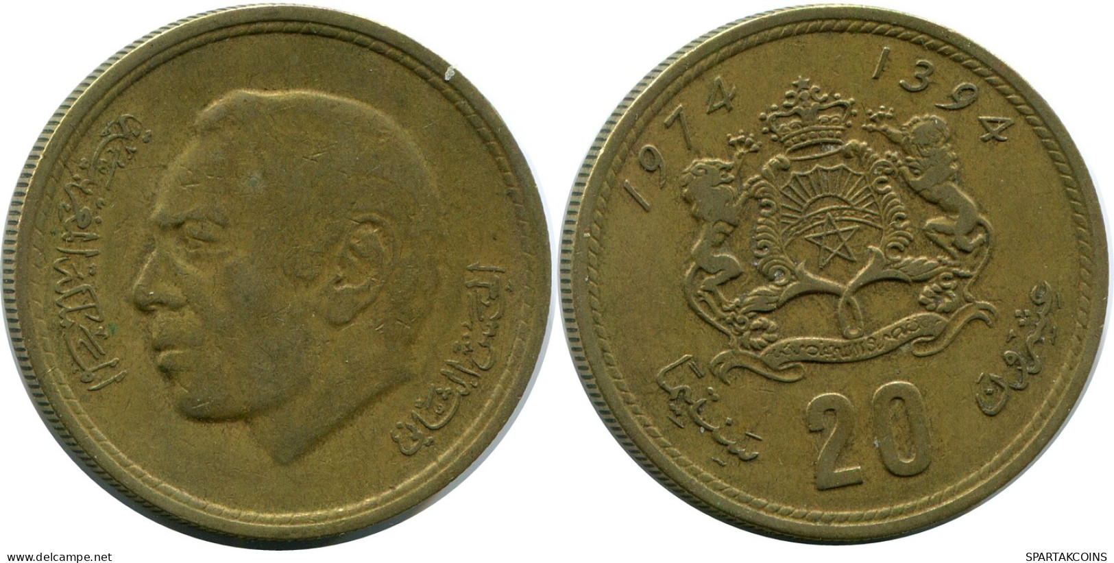 20 CENTIMES 1974 MAROC MOROCCO Islamique Pièce #AP238.F - Maroc