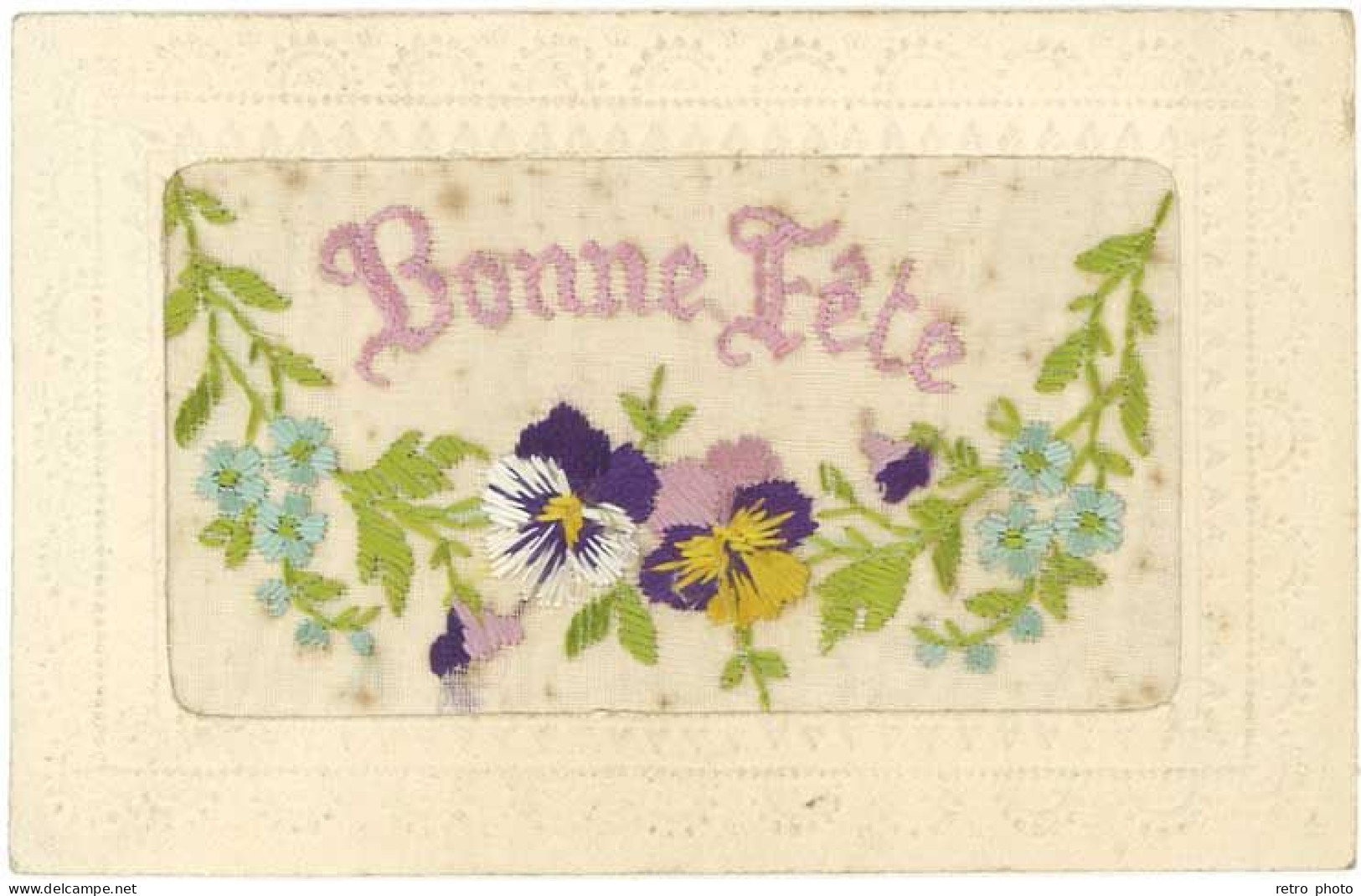 2 Cpa Fantaisies Brodées - Bonne Fête , Fleurs   (S.12574) - Ricamate