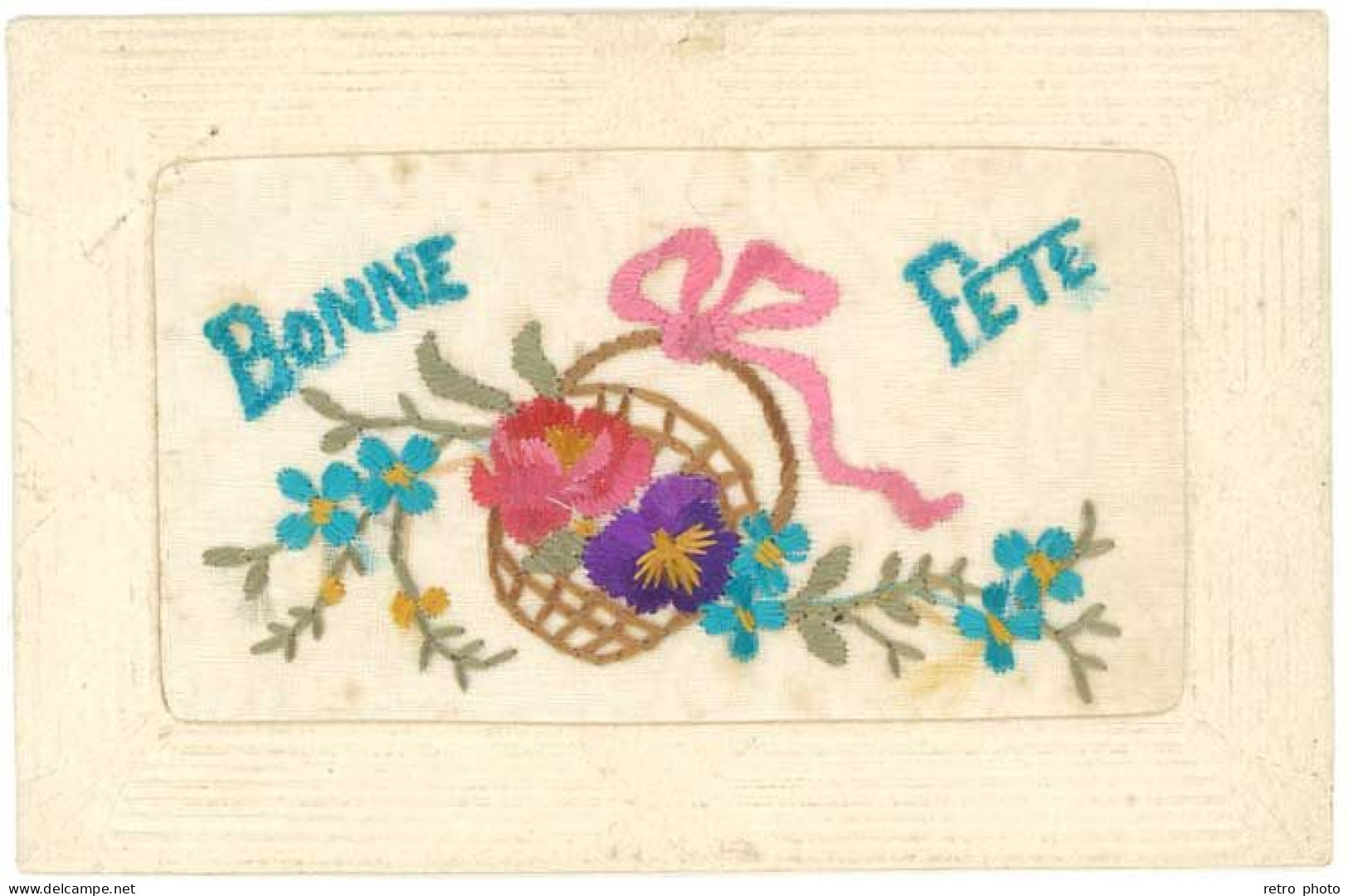 2 Cpa Fantaisies Brodées - Bonne Fête , Fleurs   (S.12574) - Ricamate