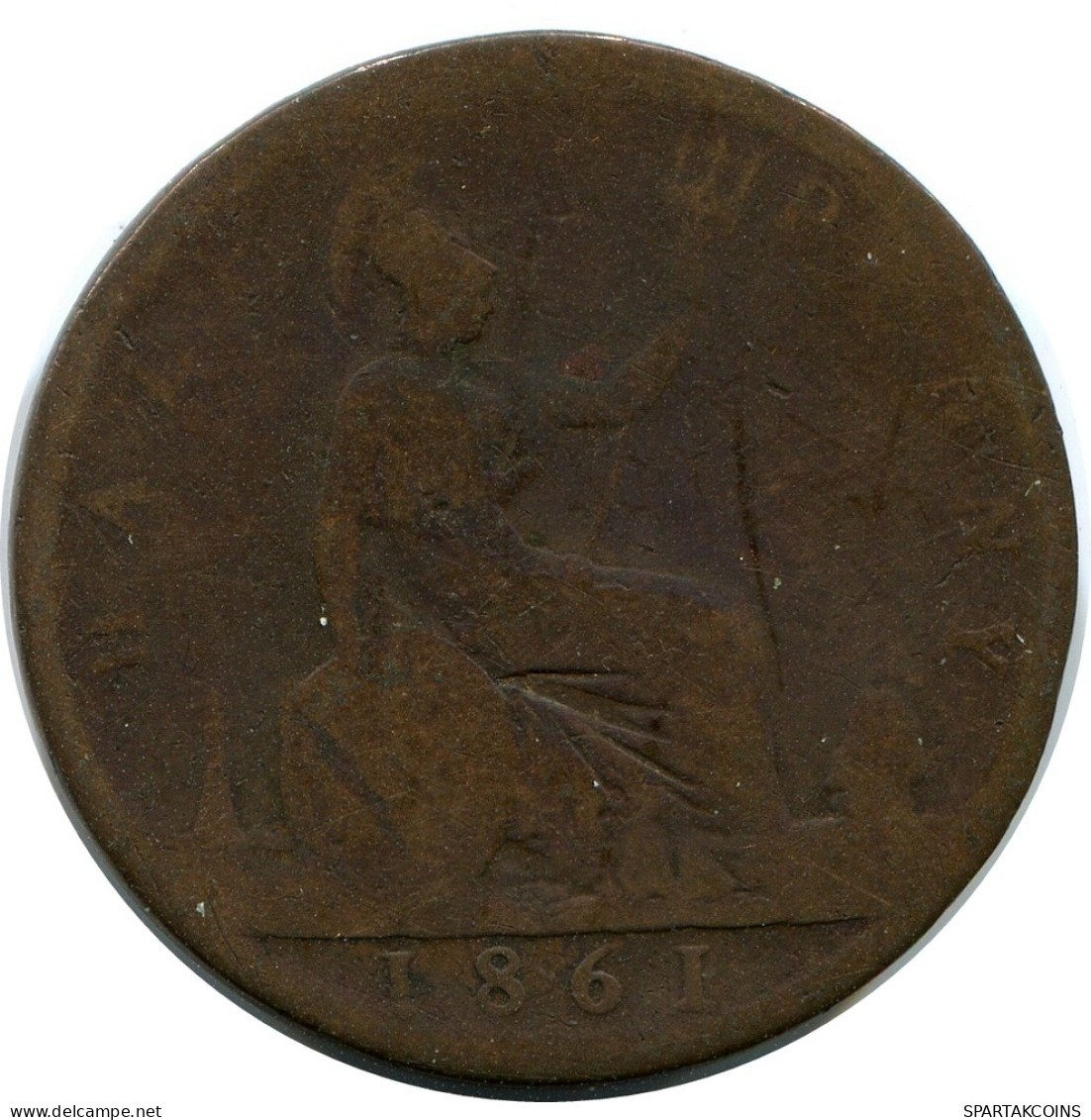 HALF PENNY 1861 UK GRANDE-BRETAGNE GREAT BRITAIN Pièce #AZ834.F - C. 1/2 Penny