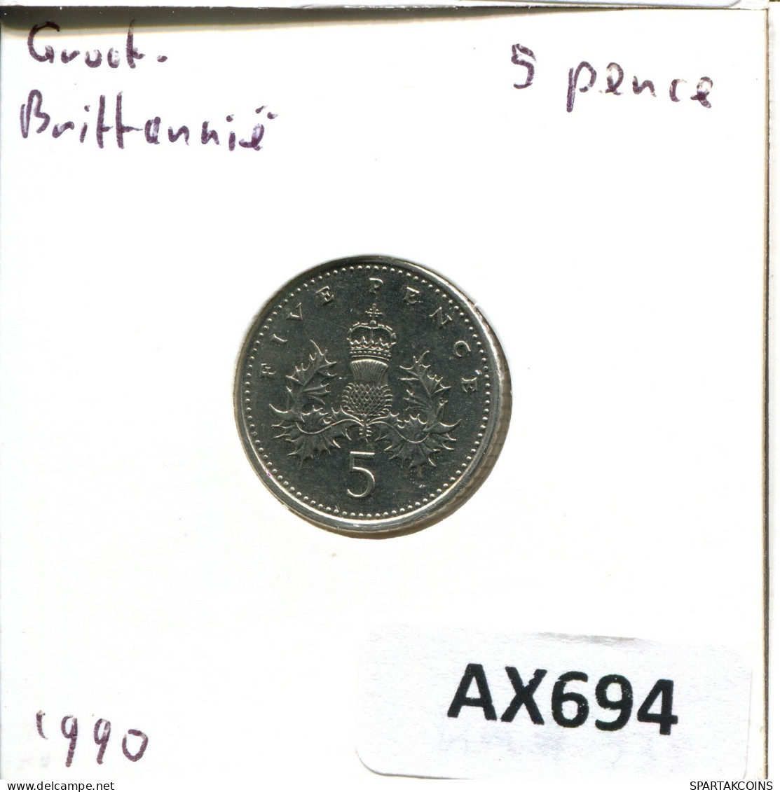 5 PENCE 1990 UK GRANDE-BRETAGNE GREAT BRITAIN Pièce #AX694.F - 5 Pence & 5 New Pence