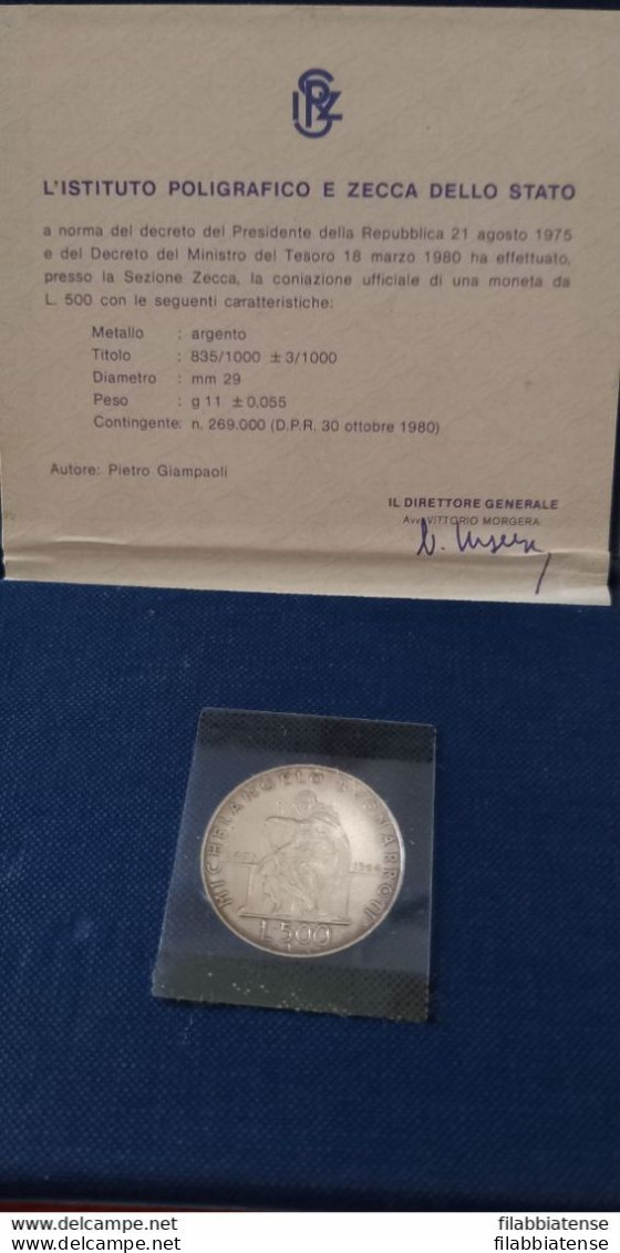 1975 - Italia 500 Lire - Michelangelo    ----- - Conmemorativas