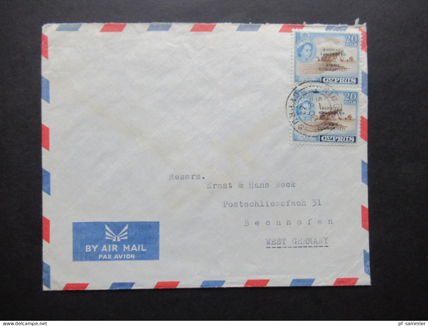 GB Kolonie Zypern / Cyprus Marke Mit Aufdruck Kibris Cumhuriyeti / Stempel Nikosia Nach Bechhofen Gesendet 1962 - Chipre (...-1960)