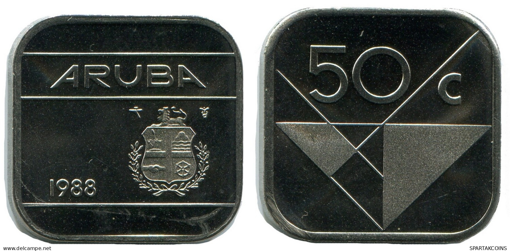 50 CENTS 1988 ARUBA Coin (From BU Mint Set) #AH056.U - Aruba