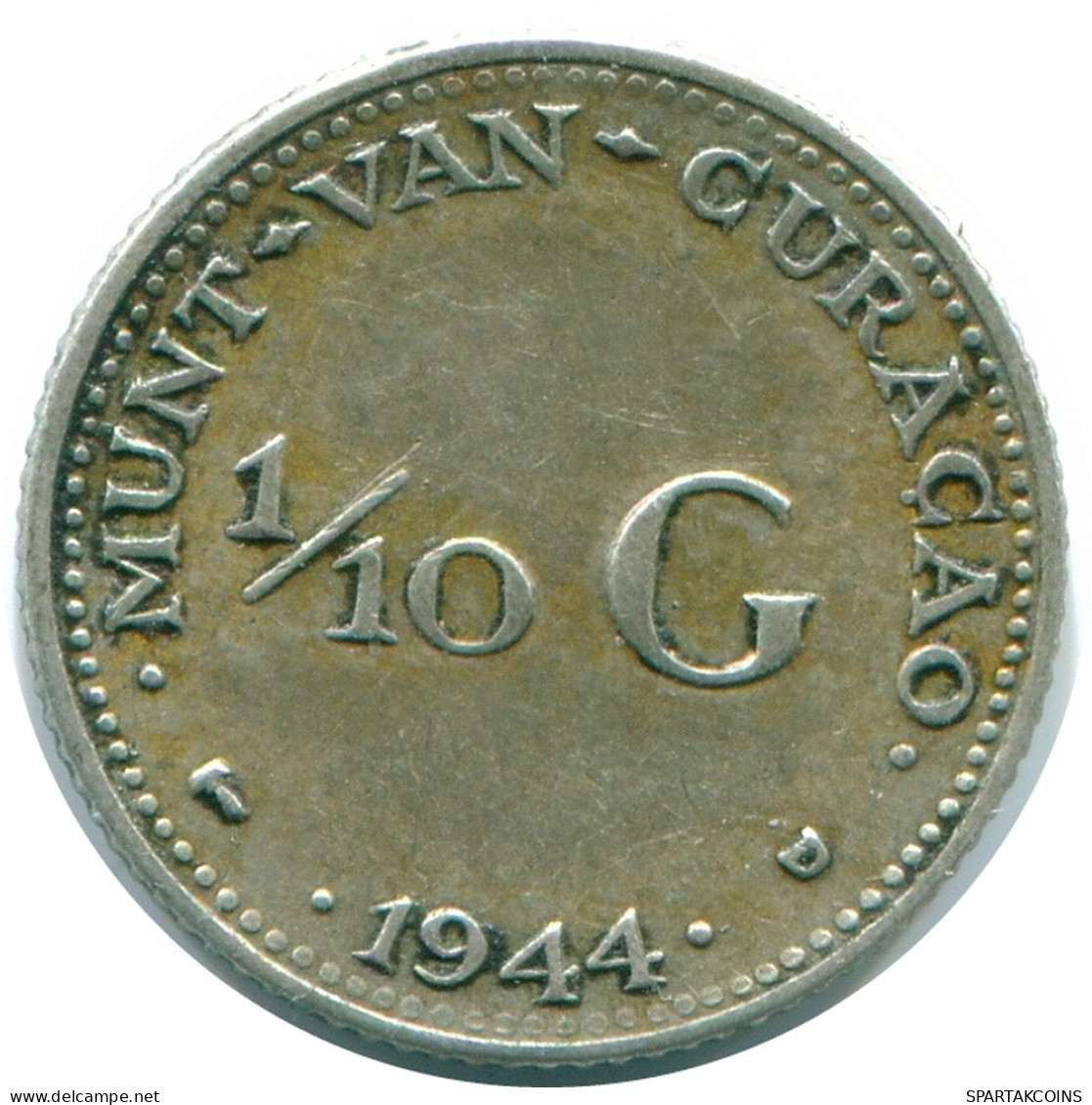 1/10 GULDEN 1944 CURACAO Netherlands SILVER Colonial Coin #NL11799.3.U - Curaçao