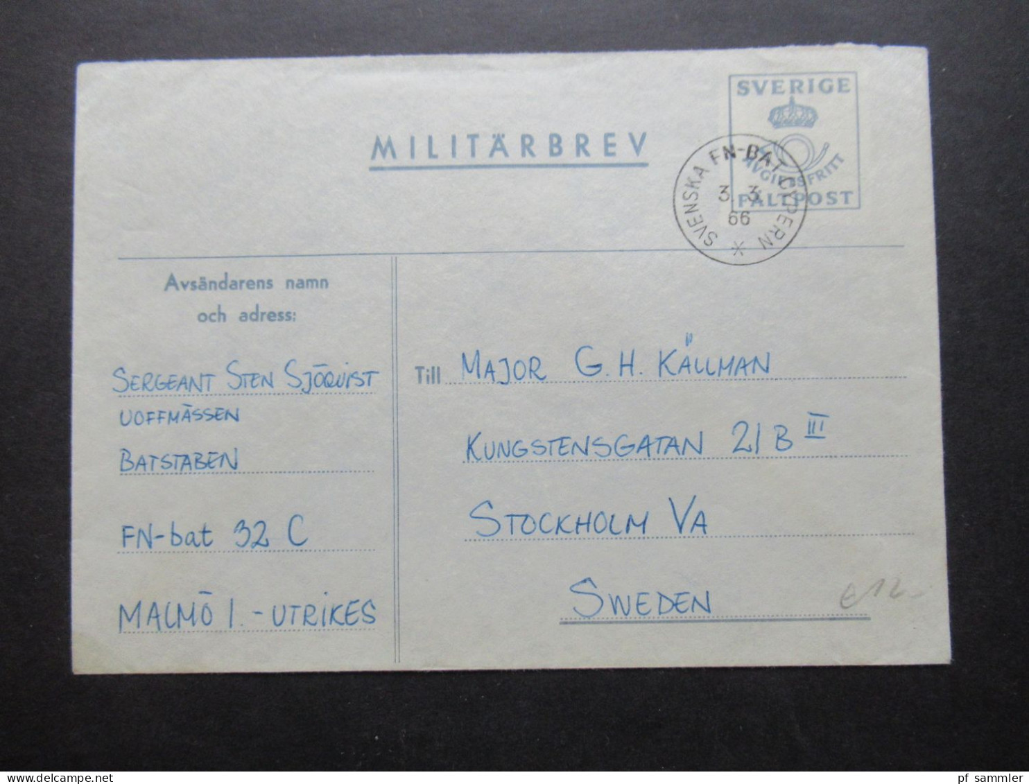 1966 Schweden Militärpost Militärbrev Stempel Svenska Bat Cypern / Schwedische Militär Auf Zypern / FN Bat 32 C - Militares