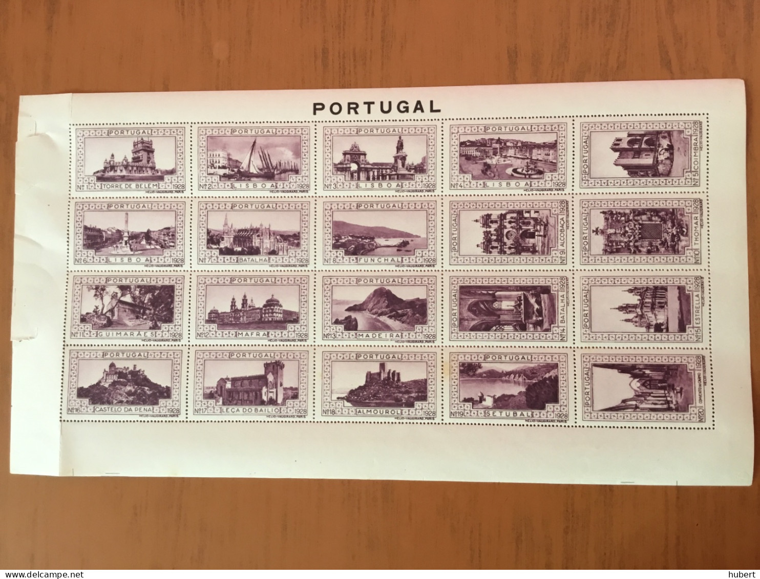 Portugal Feuille De 20 Vignettes Touristiques,édition Hélio-Vaugirard-Paris - Unused Stamps