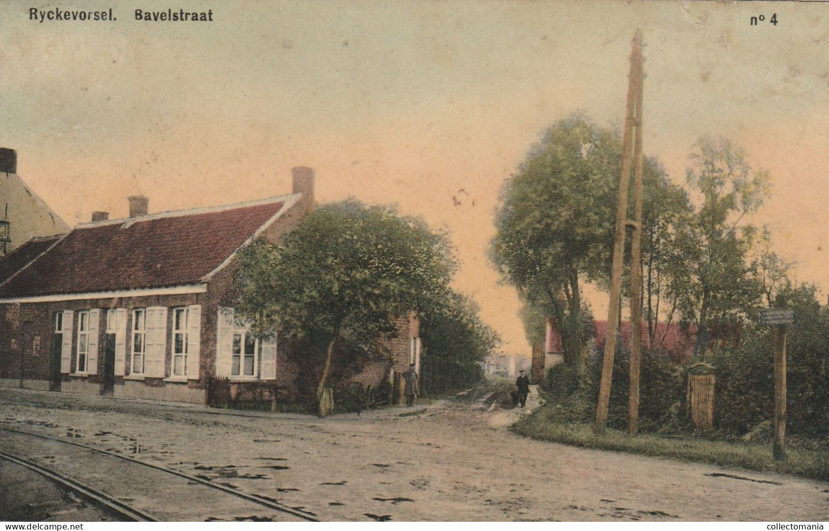 Ryckevorsel  Rijkevorsel Bavelstraat  ( 1912 Afgestempeld ), Deze Litho Postkaart Is Veel Ouder, Tramspoor Stoomtram - Rijkevorsel