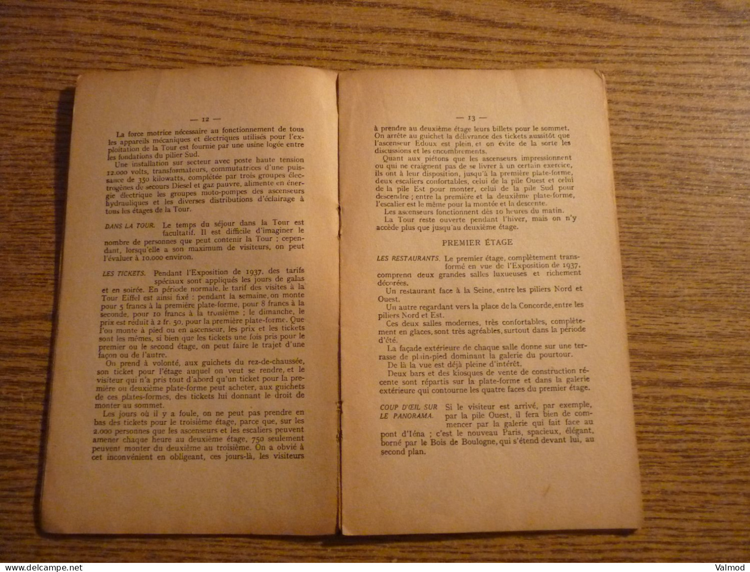 Notice sur la Tour Eiffel-Historique-Description et Guide Pratique de l'Ascension-Voir Détails sur Photos-13,5x21cm plié