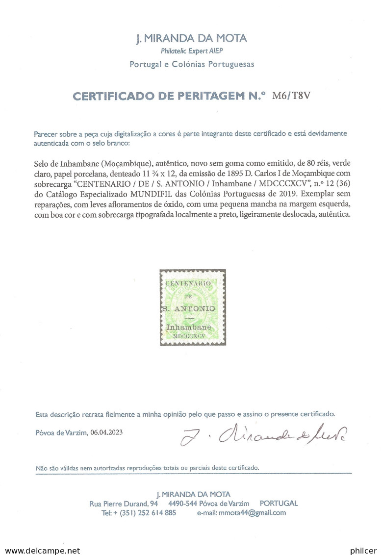 Inhambane, 1895, # 12, Com Certificado, MNG - Inhambane