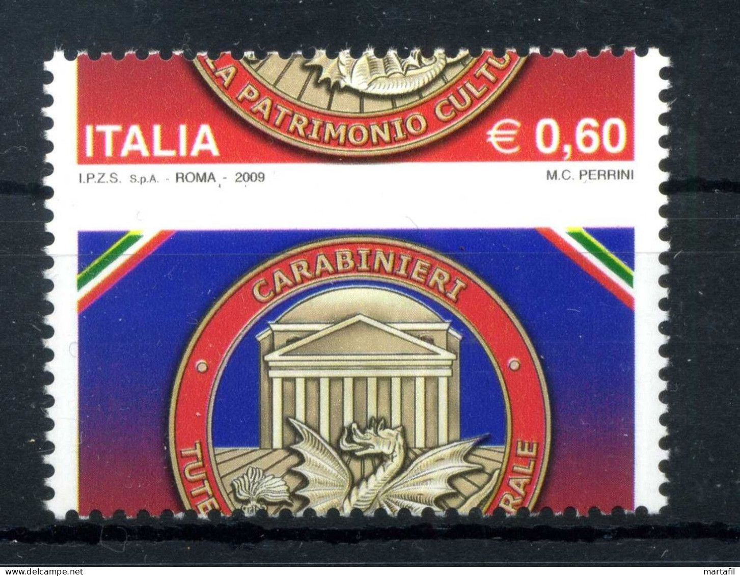 Repubblica Varietà - 2009 Carabinieri Dentellatura Spostata MNH ** - Variétés Et Curiosités