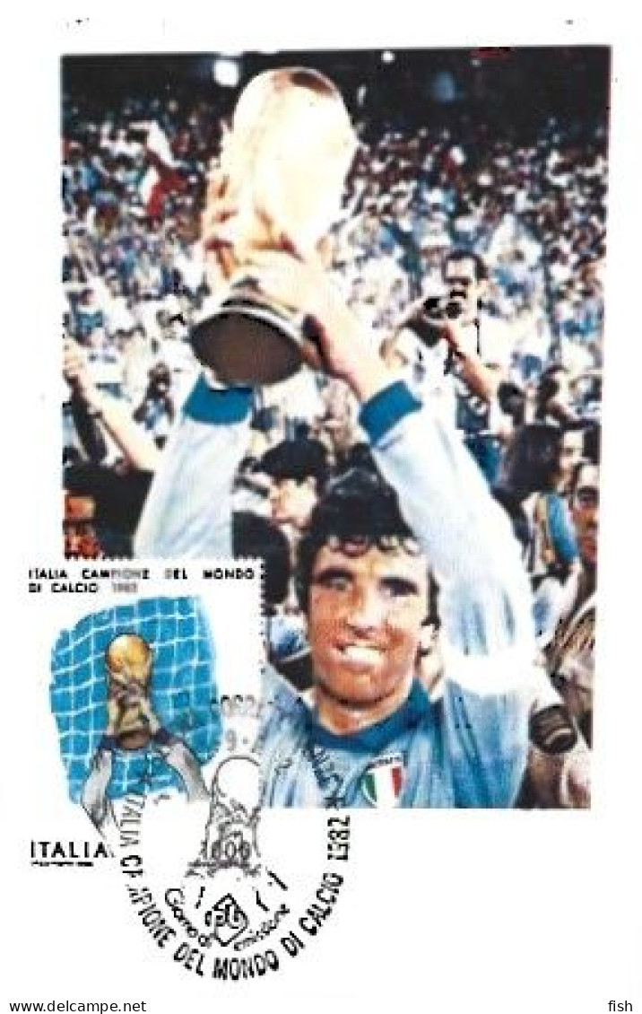 Italy & Maximum Card, Italia Campione Del Mondo Di Calcio, Madrid Estadio Bernabeu, Genova 1982 (11232) - Clubs Mythiques