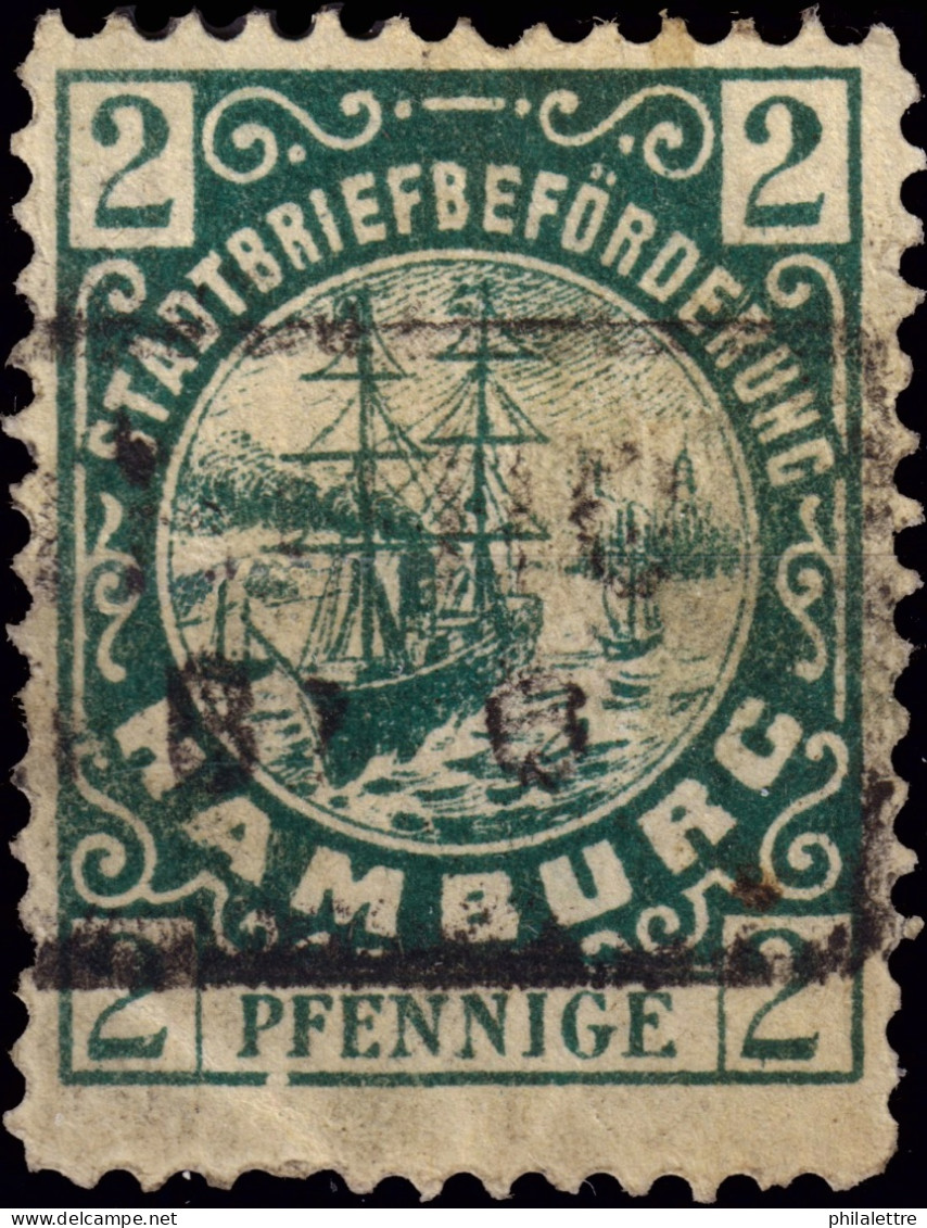 ALLEMAGNE / GERMANY - DR Privatpost HAMBURG (Hammonia) 2p Green P.11-1/2 - VF Used - Correos Privados & Locales