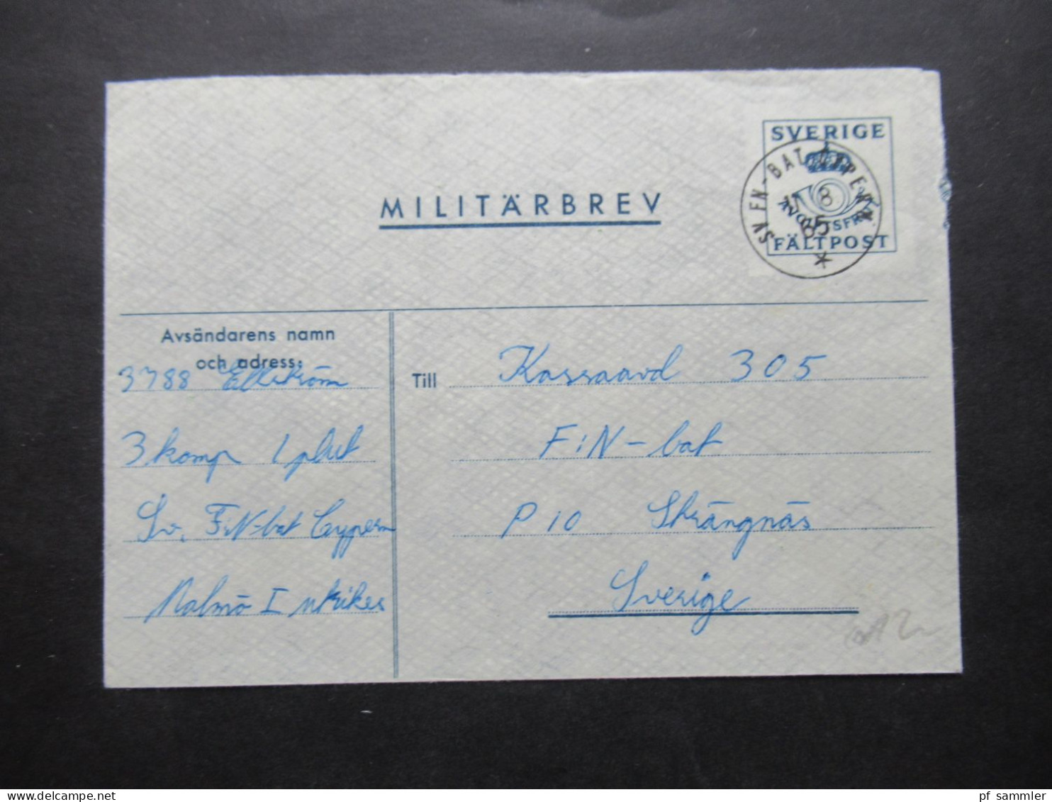 1965 Schweden Militärpost Militärbrev Stempel Svenska FN Bat Cypern / Schwedisches Militär Auf Zypern / FN Bat 3. Komp - Militaire Zegels