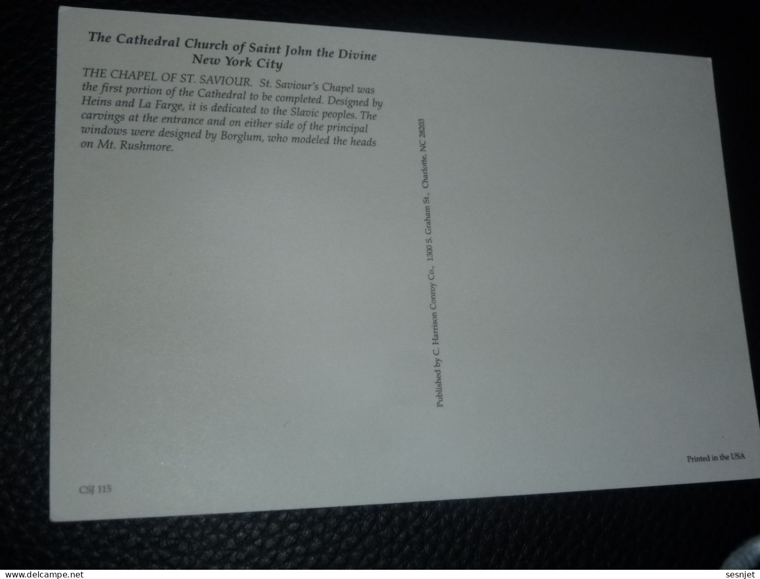 The Cathedral Church Of Saint John The Divine - Csj 115 - Editions C. Harrison Conroy - - Chiese