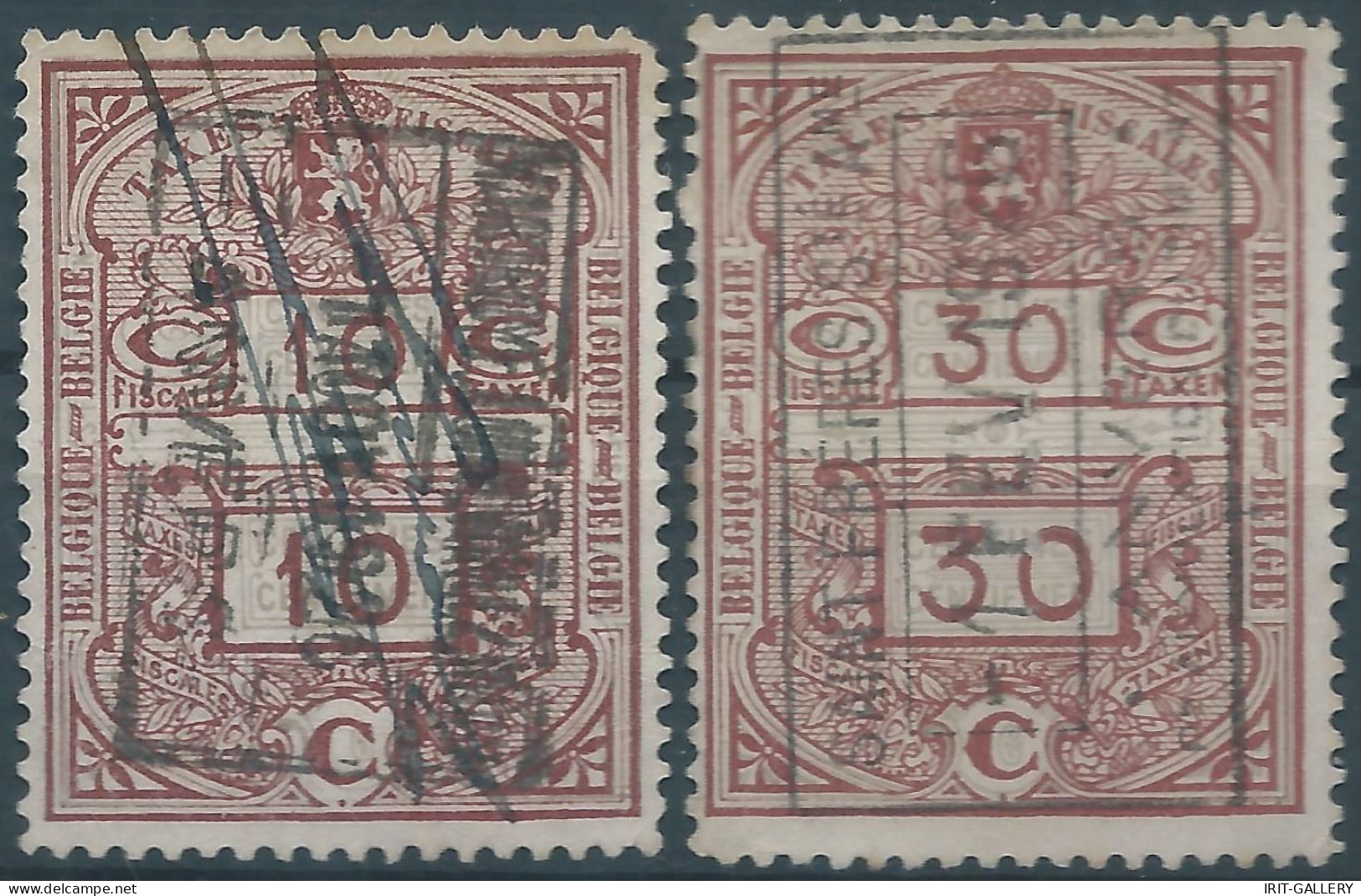 Belgium-Belgique,Belgio,1923 Revenue Stamp Taxe Fiscal 10c & 30c,Obliterated In 1923 - Marken