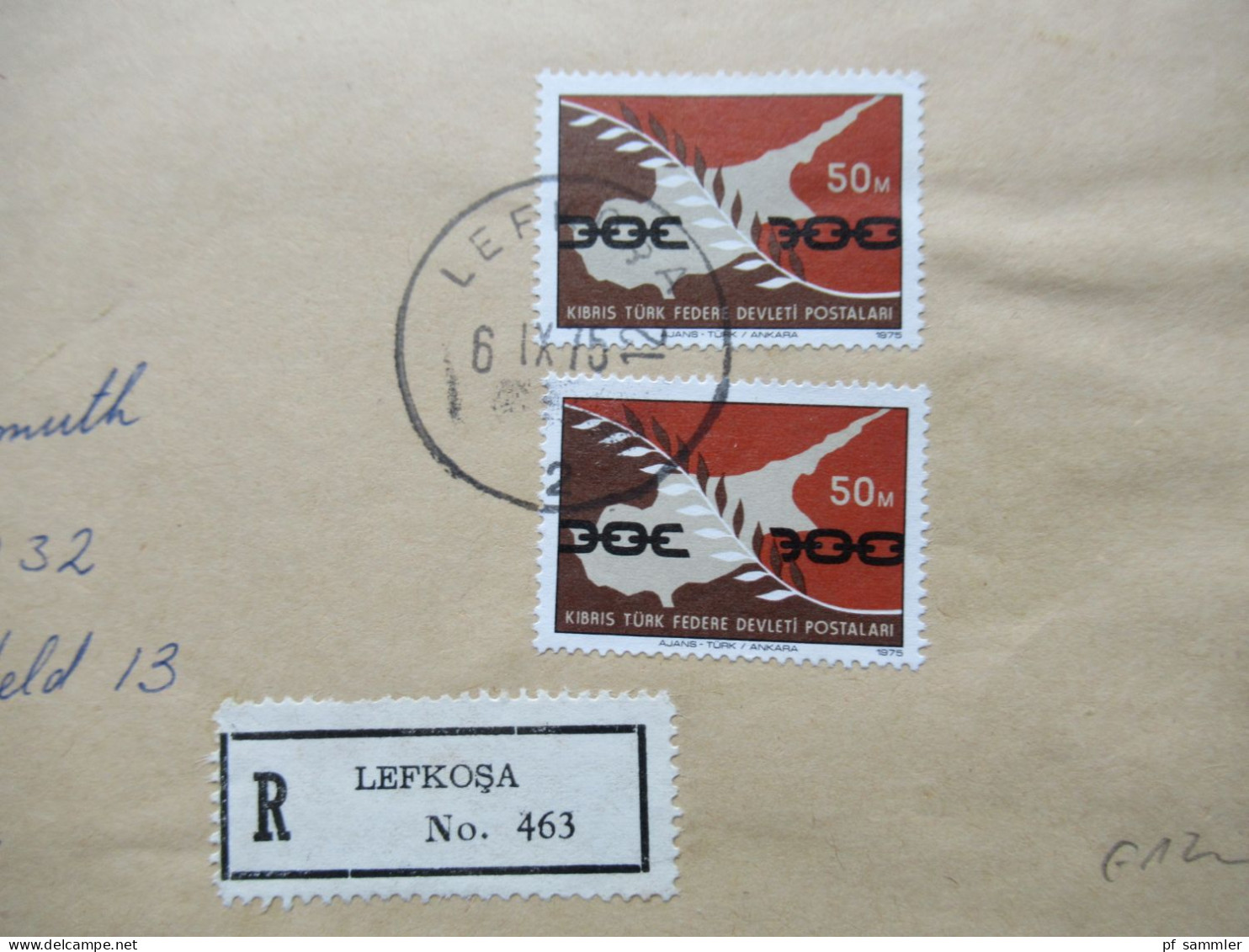 Zypern 1975 Kibris Türk Federe Decleti Postalan Stempel Lefkosa Nach Krefeld / Einschreiben Luftpost - Briefe U. Dokumente