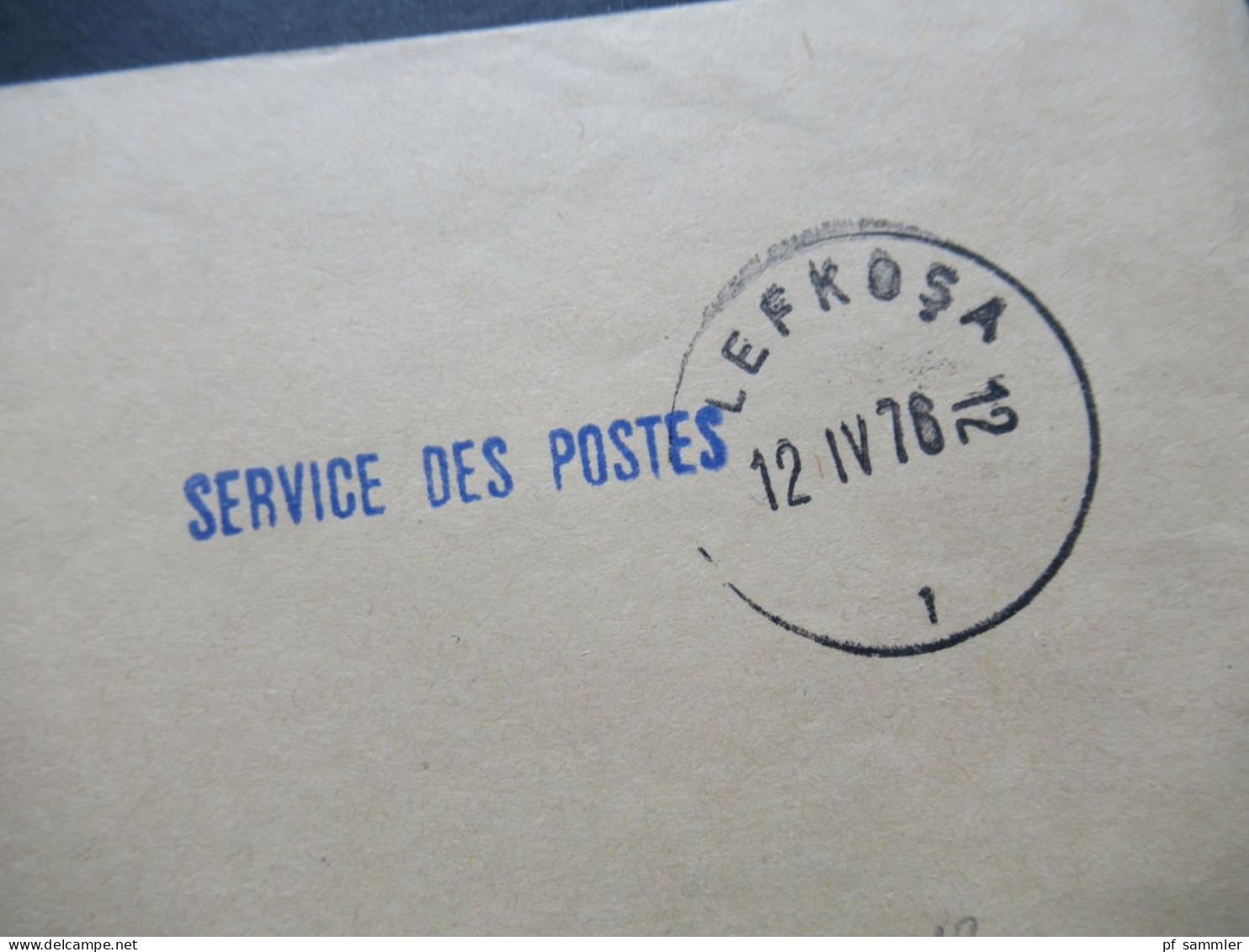 Zypern 1976 Blauer Stempel L1 Service Des Postes Stempel Lefkosa Nach Krefeld / Einschreiben Luftpost - Briefe U. Dokumente