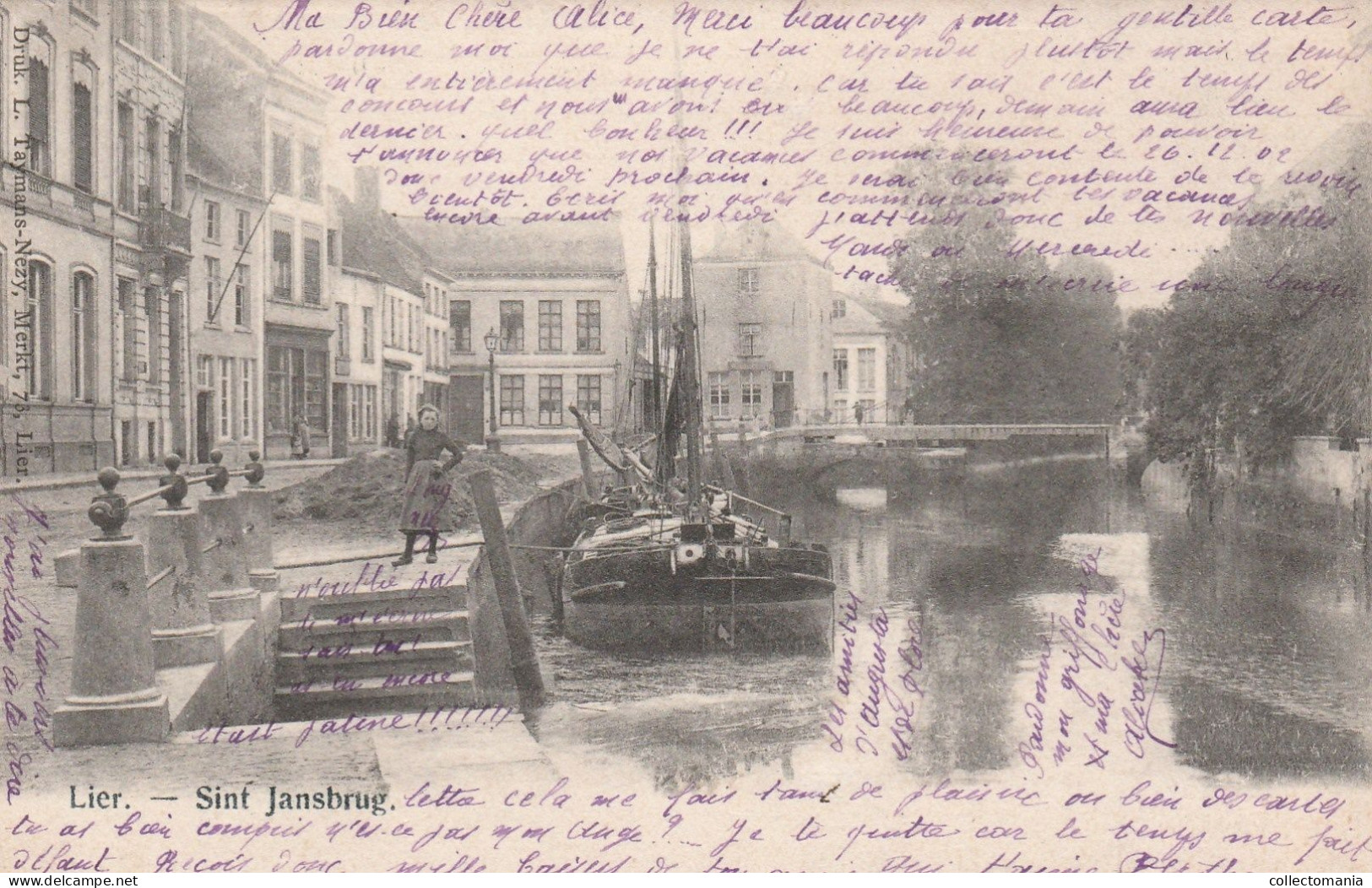 2oude Postkaarten    LIER  Sint Jansbrug 1902  De Mosdijk 1902 - Lier