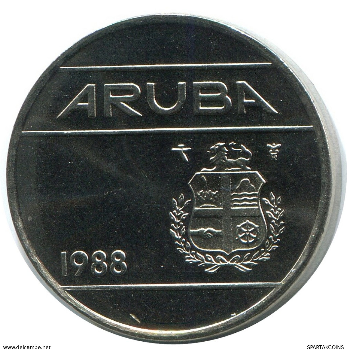 25 CENTS 1988 ARUBA Coin (From BU Mint Set) #AH069.U - Aruba