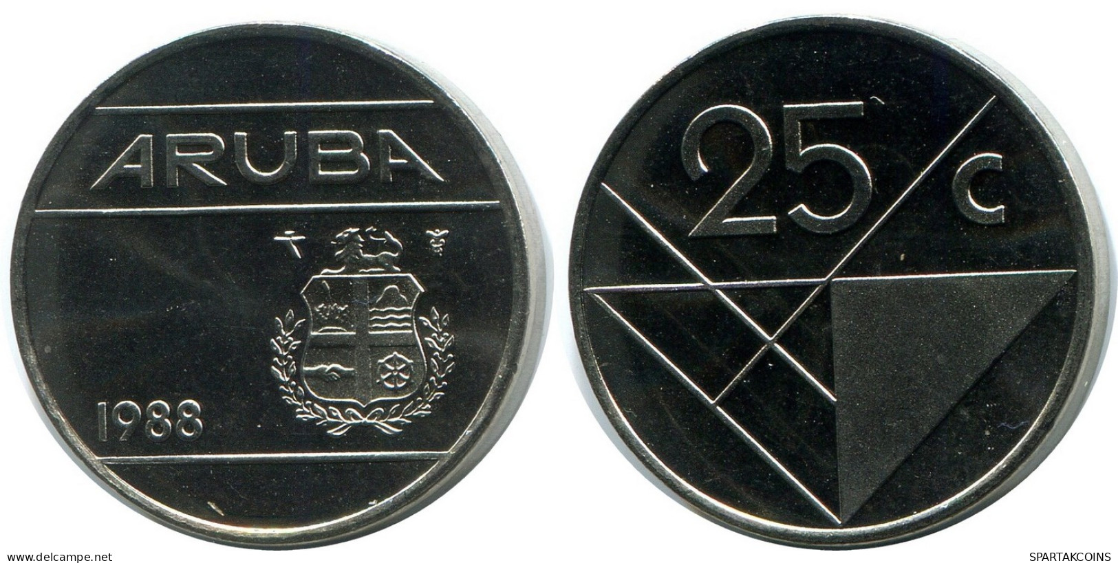 25 CENTS 1988 ARUBA Coin (From BU Mint Set) #AH069.U - Aruba