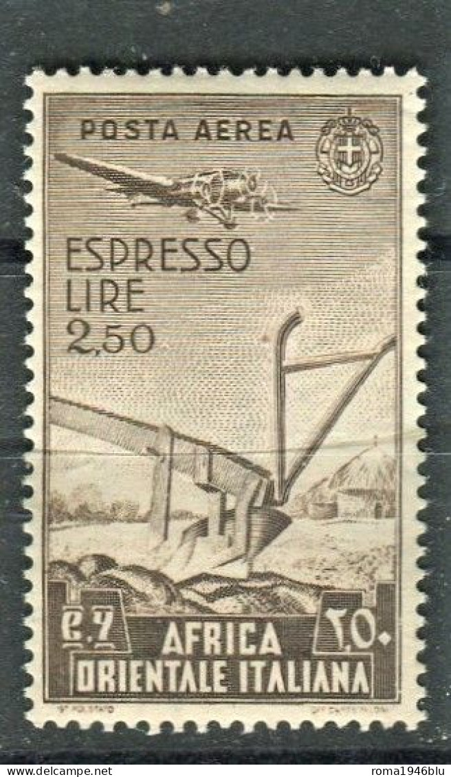 AFRICA ORIENTALE 1938 ESPRESSI AEREI  2,50 L. SASSONE N. A13 ** MNH - Italiaans Oost-Afrika