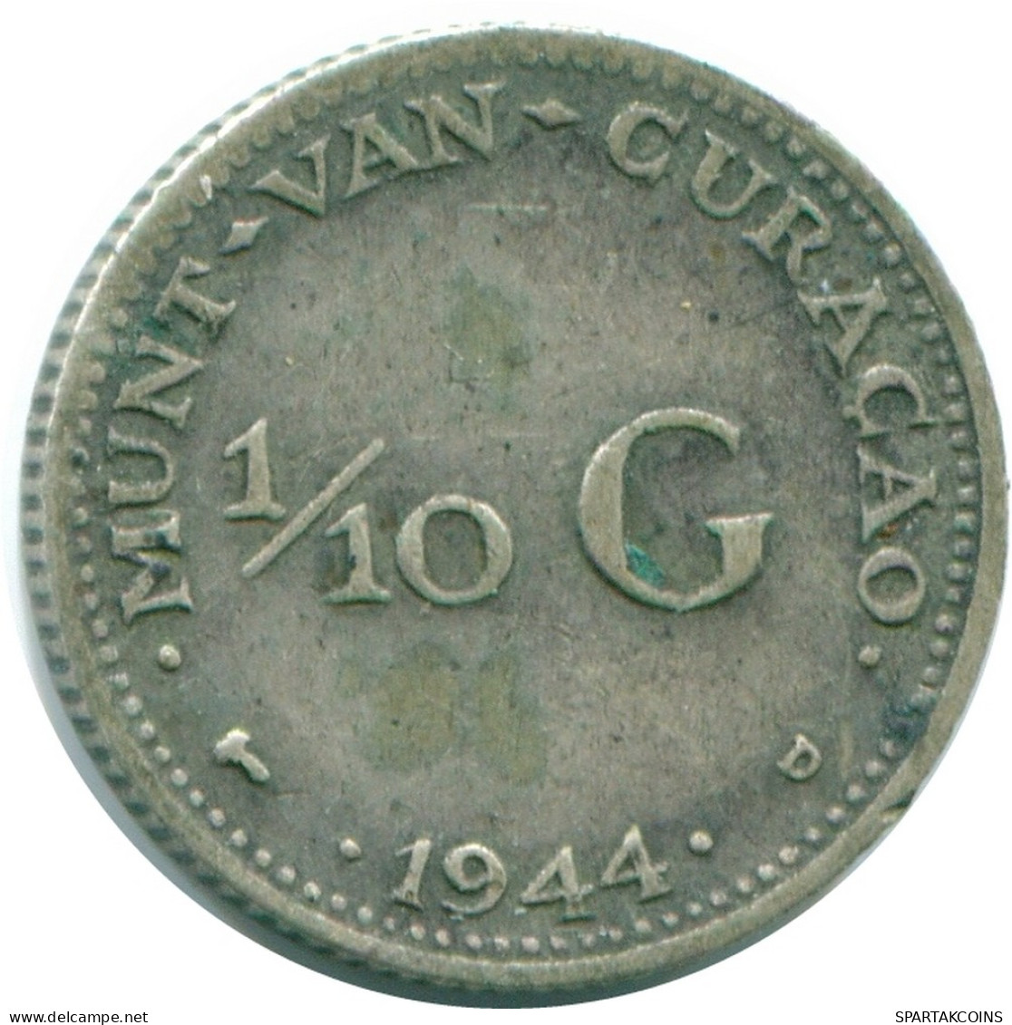 1/10 GULDEN 1944 CURACAO Netherlands SILVER Colonial Coin #NL11817.3.U - Curacao