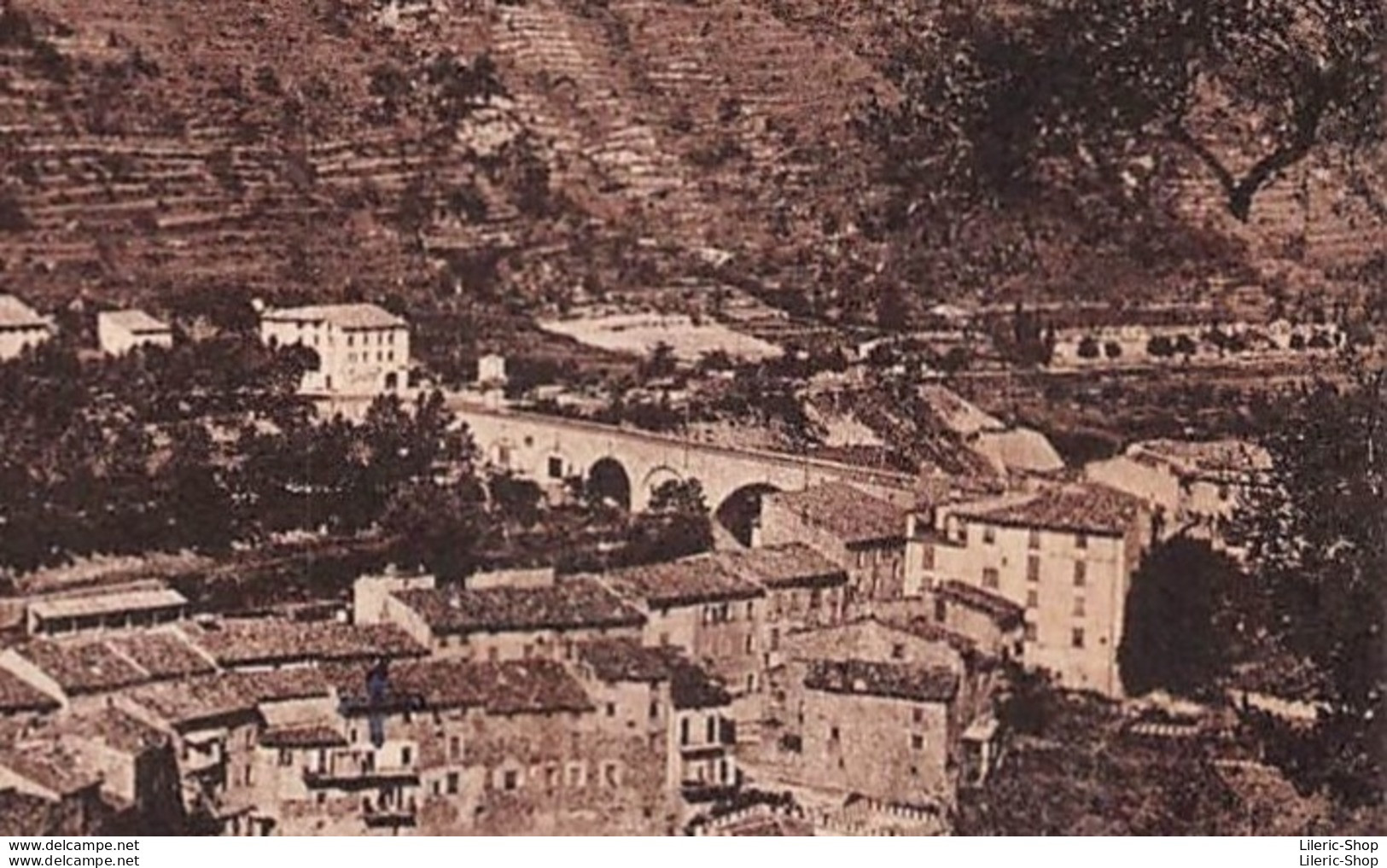 L'ESCARÈNE (06) 1937 - Vue Générale - Le Pont-vieux - Viaduc Ferroviaire Ligne De Nice Coni à Droite - Éd. P. CASTELL - L'Escarène