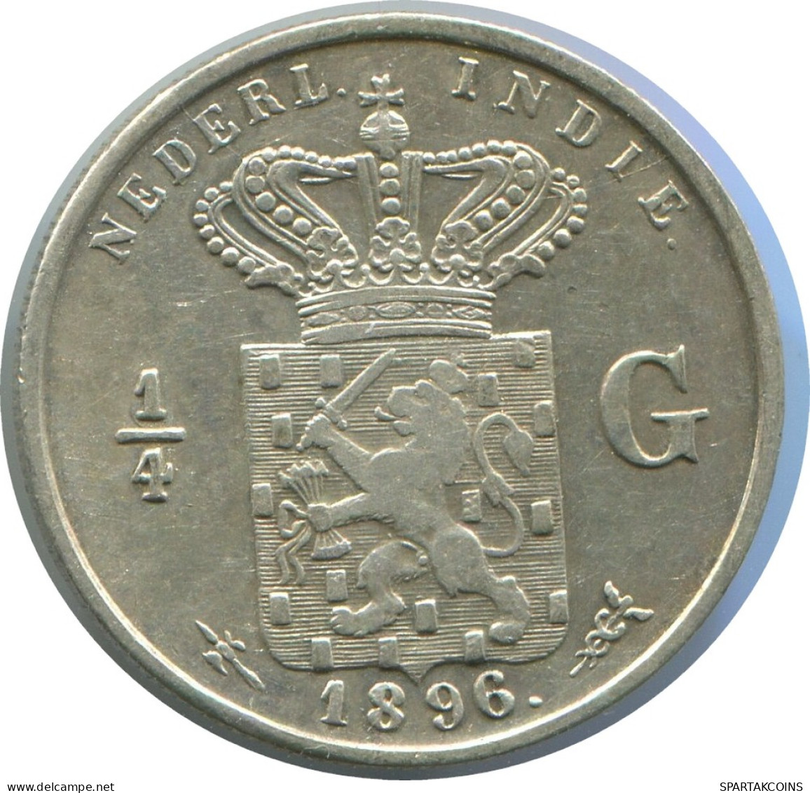 1896 1/4 GULDEN NETHERLANDS EAST INDiES SILVER #AE851.27.U - Indes Néerlandaises