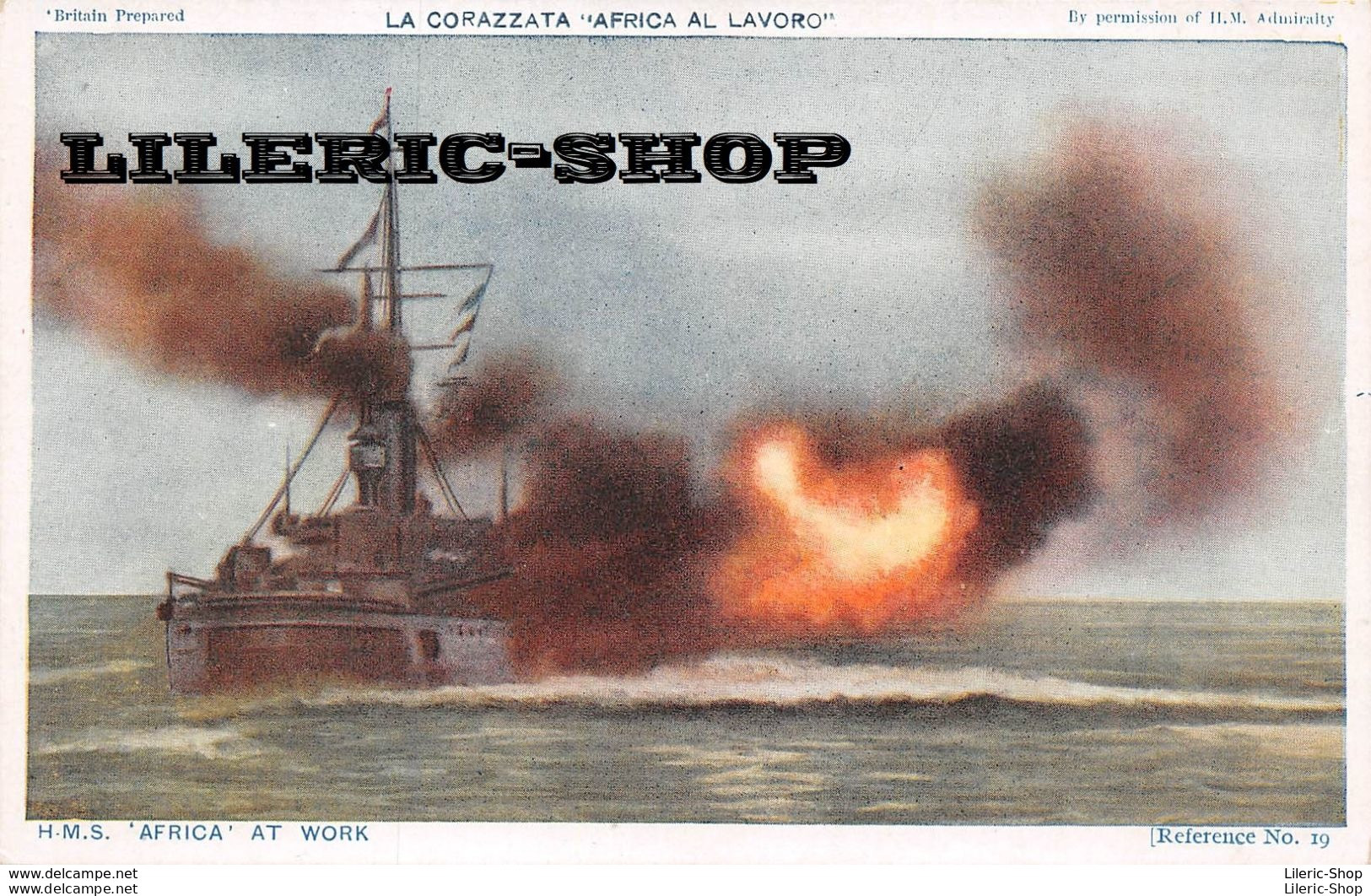 WW1 - H.M.S. "AFRICA" AT WORK - The Photochrom Co. Ltd  -  Reference No. 19 - Guerre