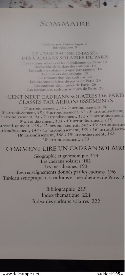 Cadrans Solaires De PARIS ANDREE GOTTELAND GEORGES CAMUS Cnrs éditions 1993 - Paris