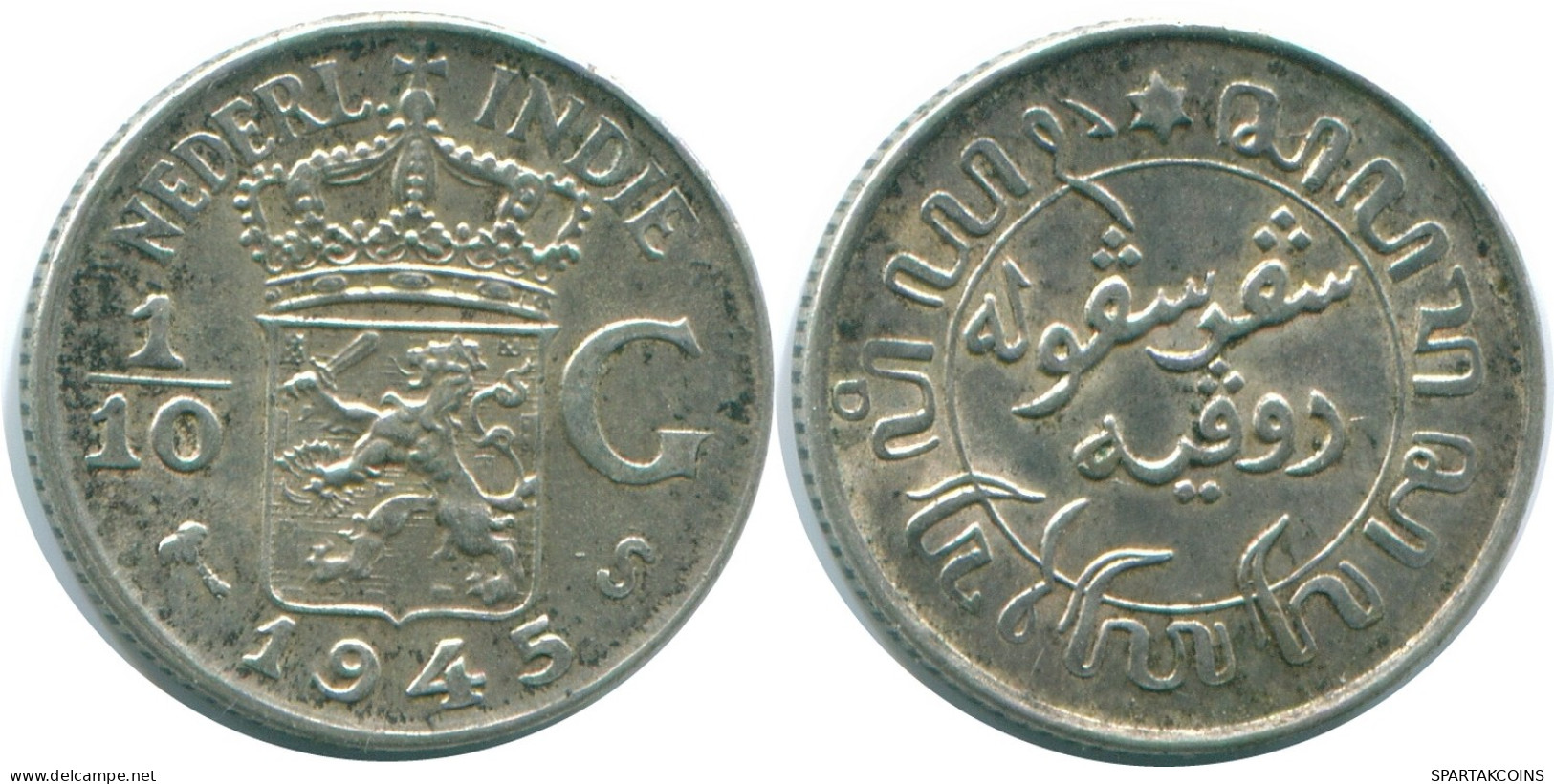 1/10 GULDEN 1945 S NETHERLANDS EAST INDIES SILVER Colonial Coin #NL14228.3.U - Indes Néerlandaises