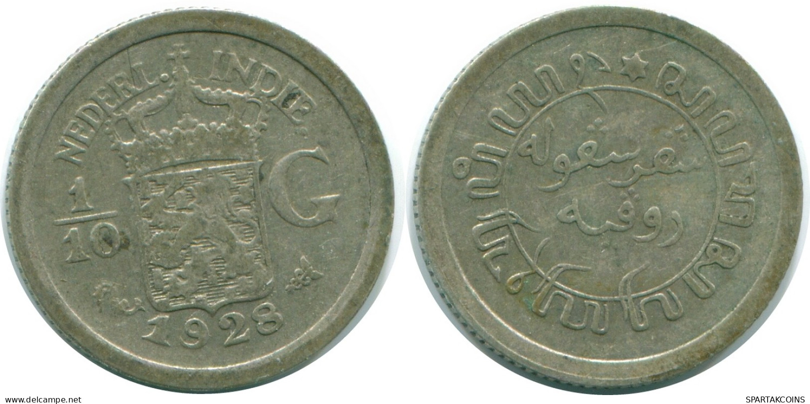 1/10 GULDEN 1928 NETHERLANDS EAST INDIES SILVER Colonial Coin #NL13436.3.U - Niederländisch-Indien