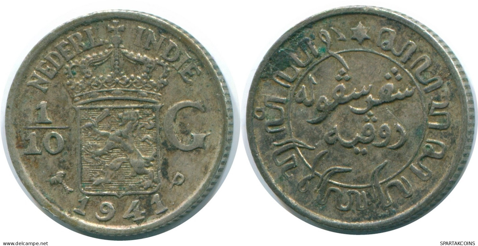 1/10 GULDEN 1941 P NETHERLANDS EAST INDIES SILVER Colonial Coin #NL13827.3.U - Indes Néerlandaises