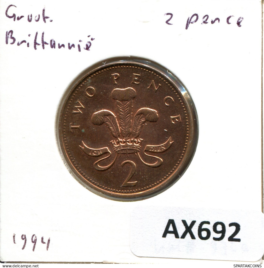 2 PENCE 1994 UK GREAT BRITAIN Coin #AX692.U - 2 Pence & 2 New Pence