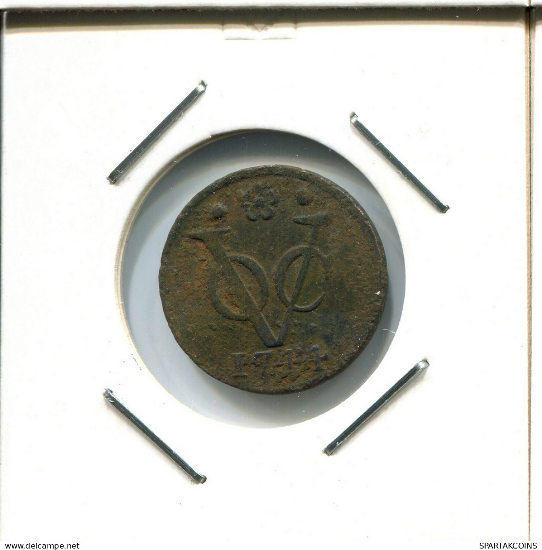 1744 HOLLAND VOC DUIT NETHERLANDS INDIES NEW YORK COLONIAL PENNY #VOC2477.7.U - Indes Néerlandaises