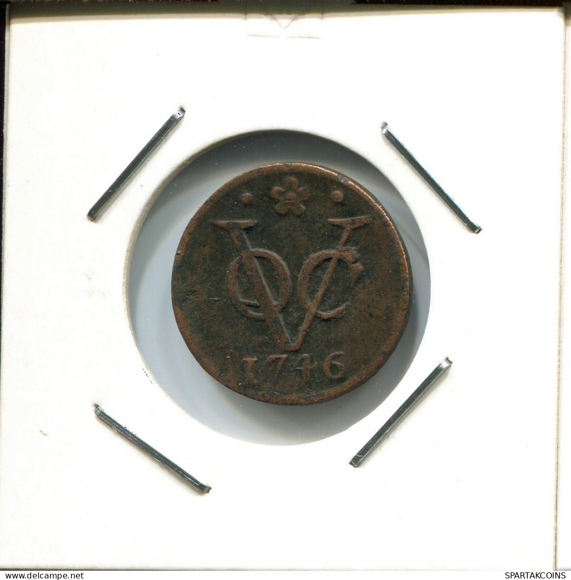 1746 HOLLAND VOC DUIT NETHERLANDS INDIES NEW YORK COLONIAL PENNY #VOC2571.7.U - Indes Néerlandaises