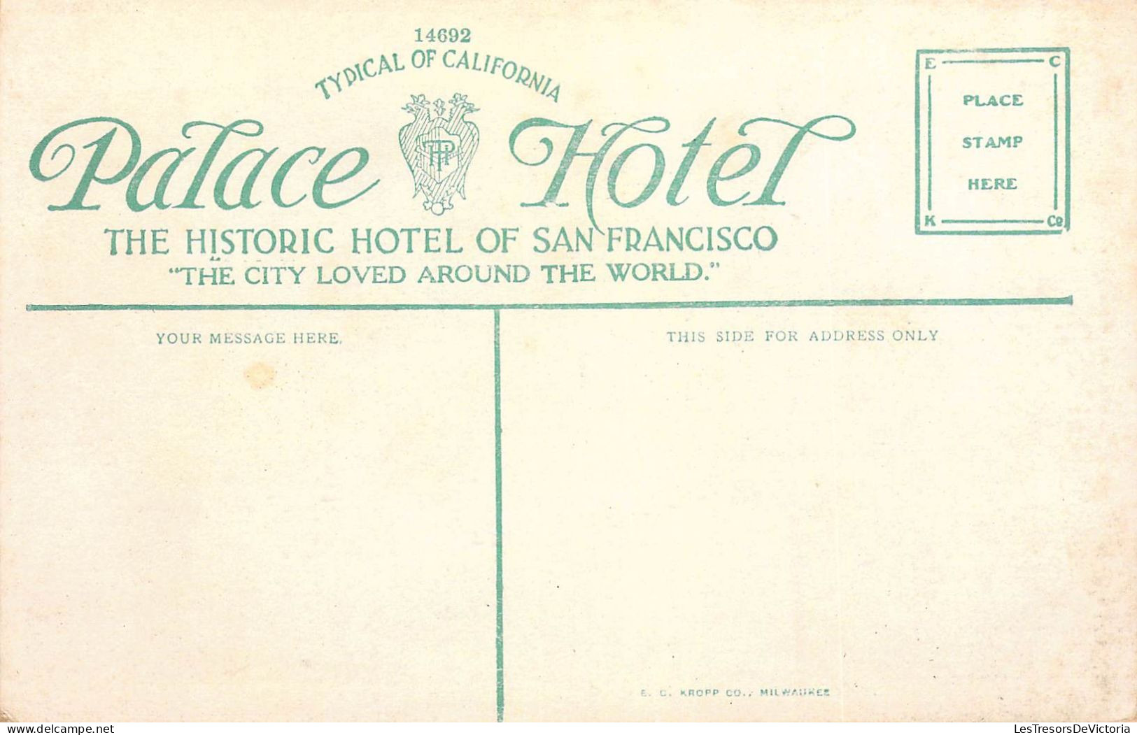 ETATS-UNIS - California - San Francisco - Palace Hotel - Corner Market And New Montgomery - Carte Postale Ancienne - San Francisco