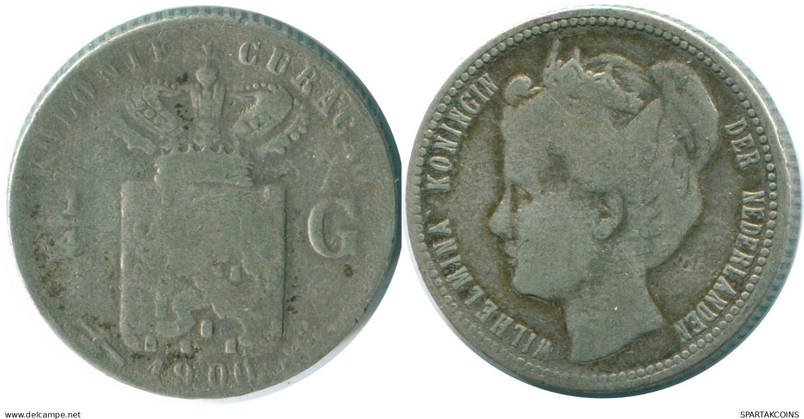 1/4 GULDEN 1900 CURACAO NIEDERLANDE SILBER Koloniale Münze #NL10531.4.D - Curaçao